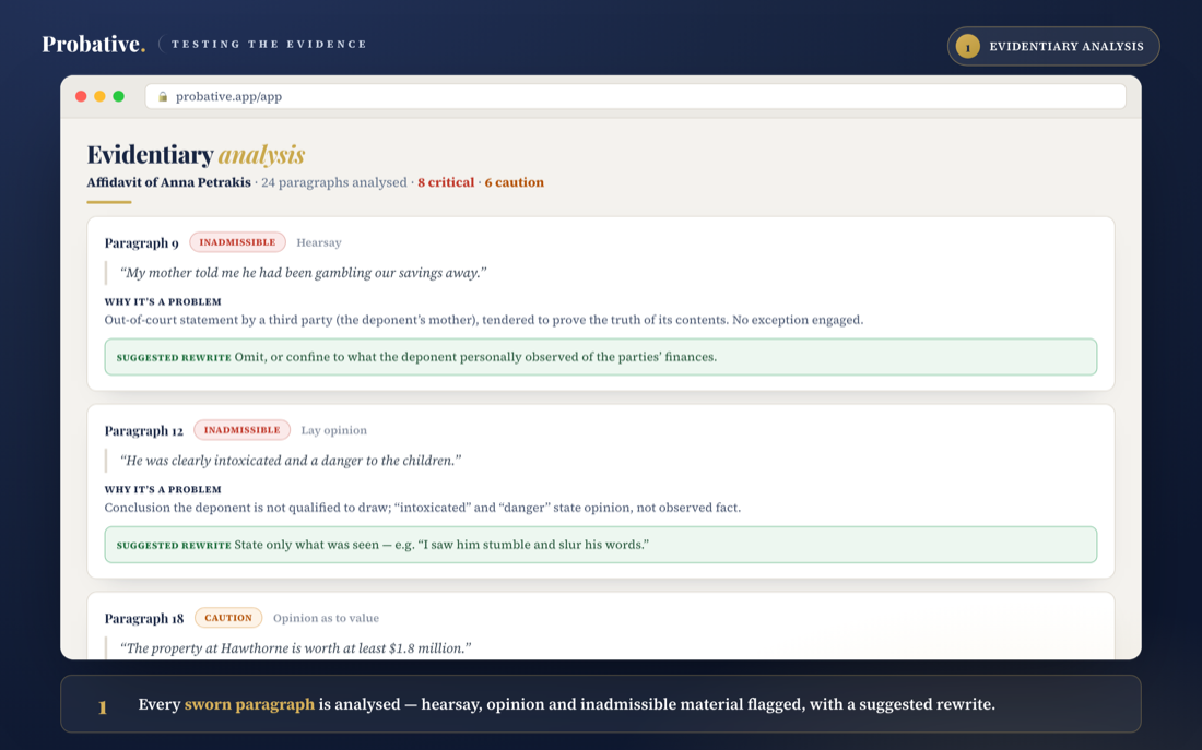 Probative evidentiary analysis — paragraph-by-paragraph
